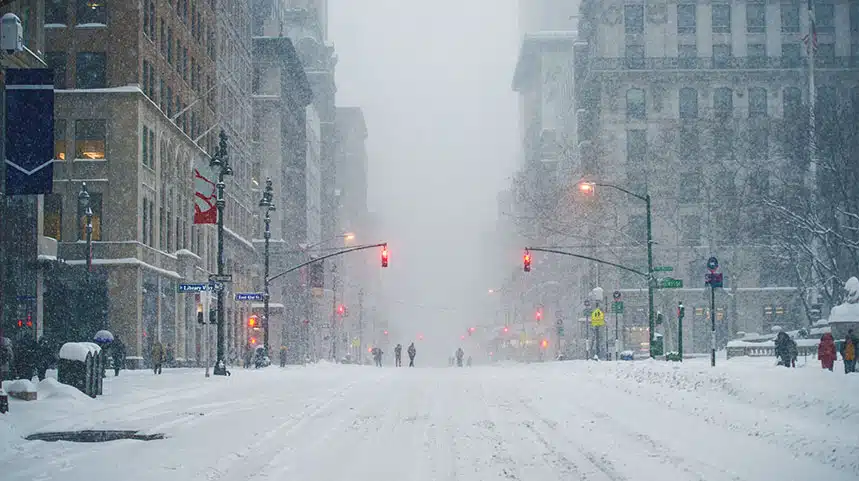 Image of street in a Winter storm