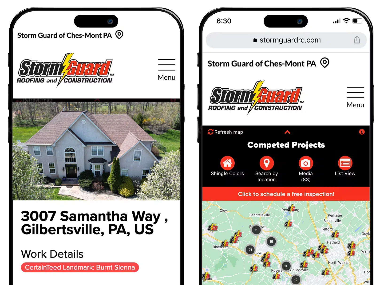 Storm Guard Ches-Mont Website and Proiject Details