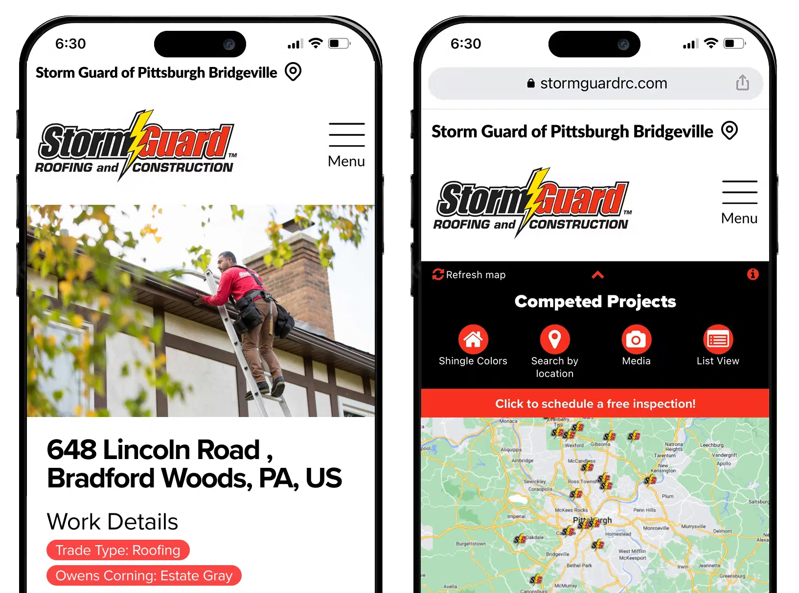 Storm Guard Ches-Mont Website and Proiject Details