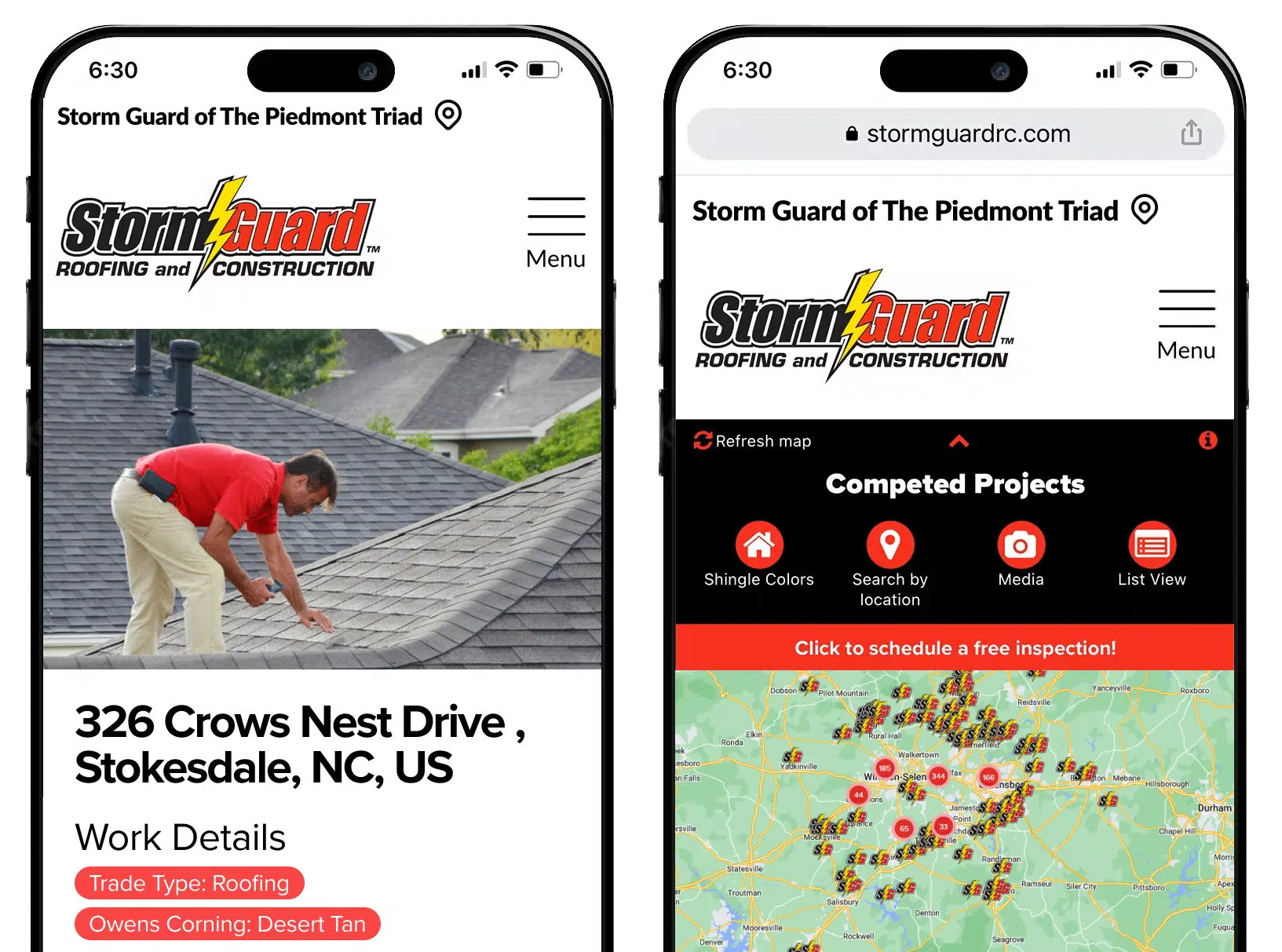 Storm Guard of The Piedmont Triad roofing projects sample