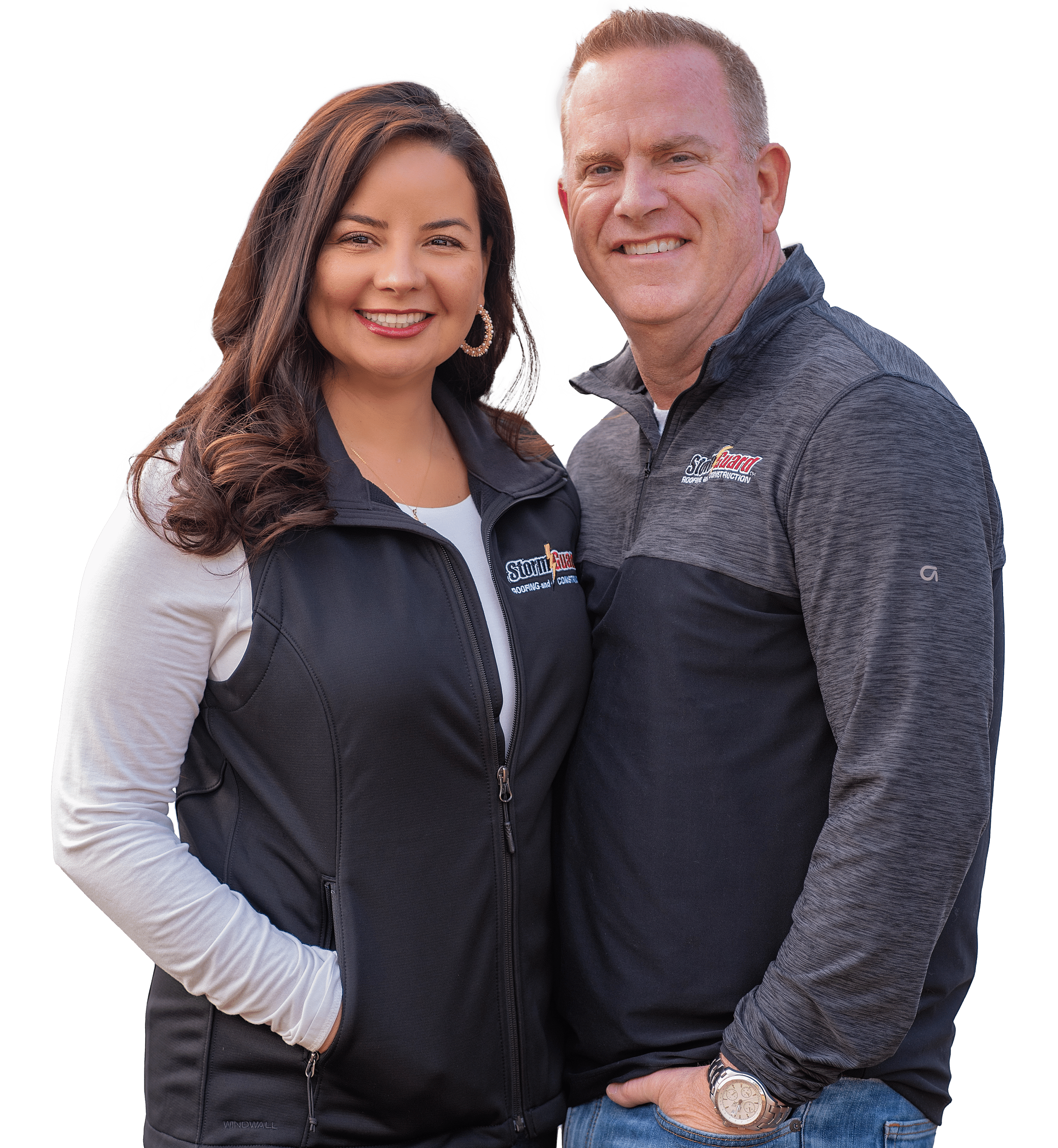 Storm Guard representative wearing a red Storm Guard shirt