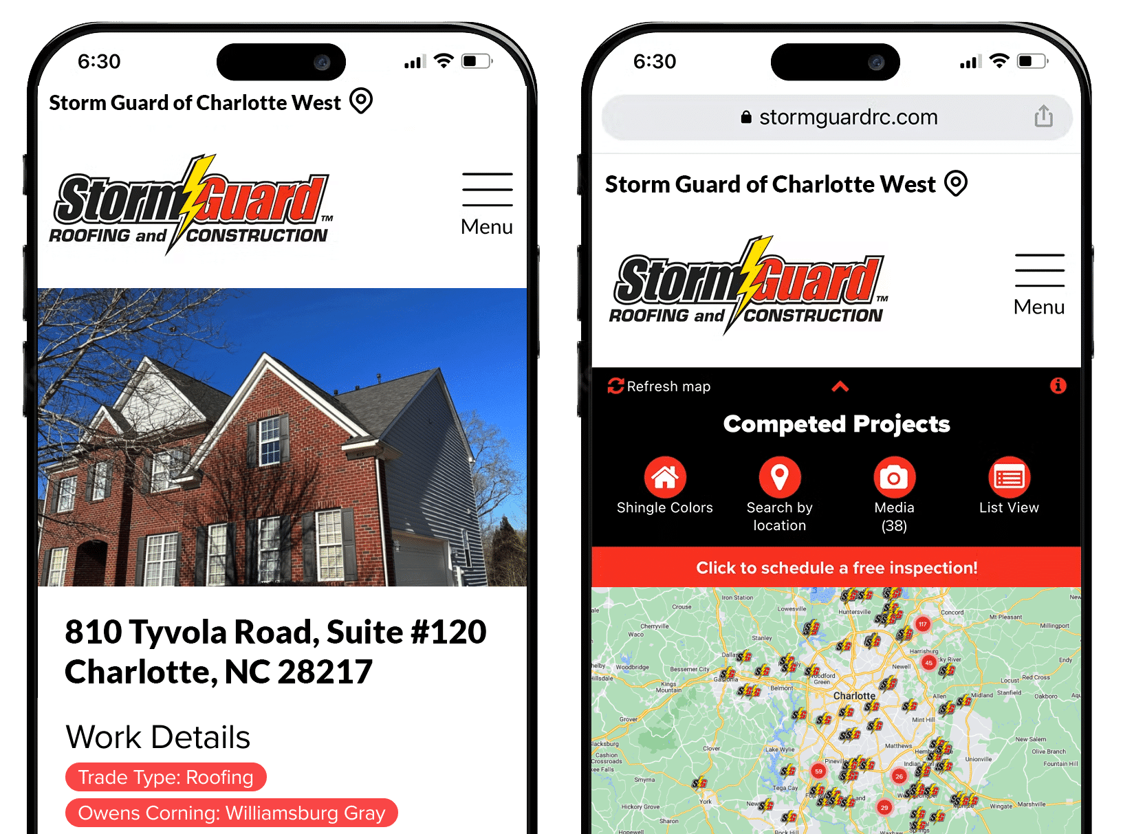 Storm Guard of East Charlotte, NC roofing projects sample