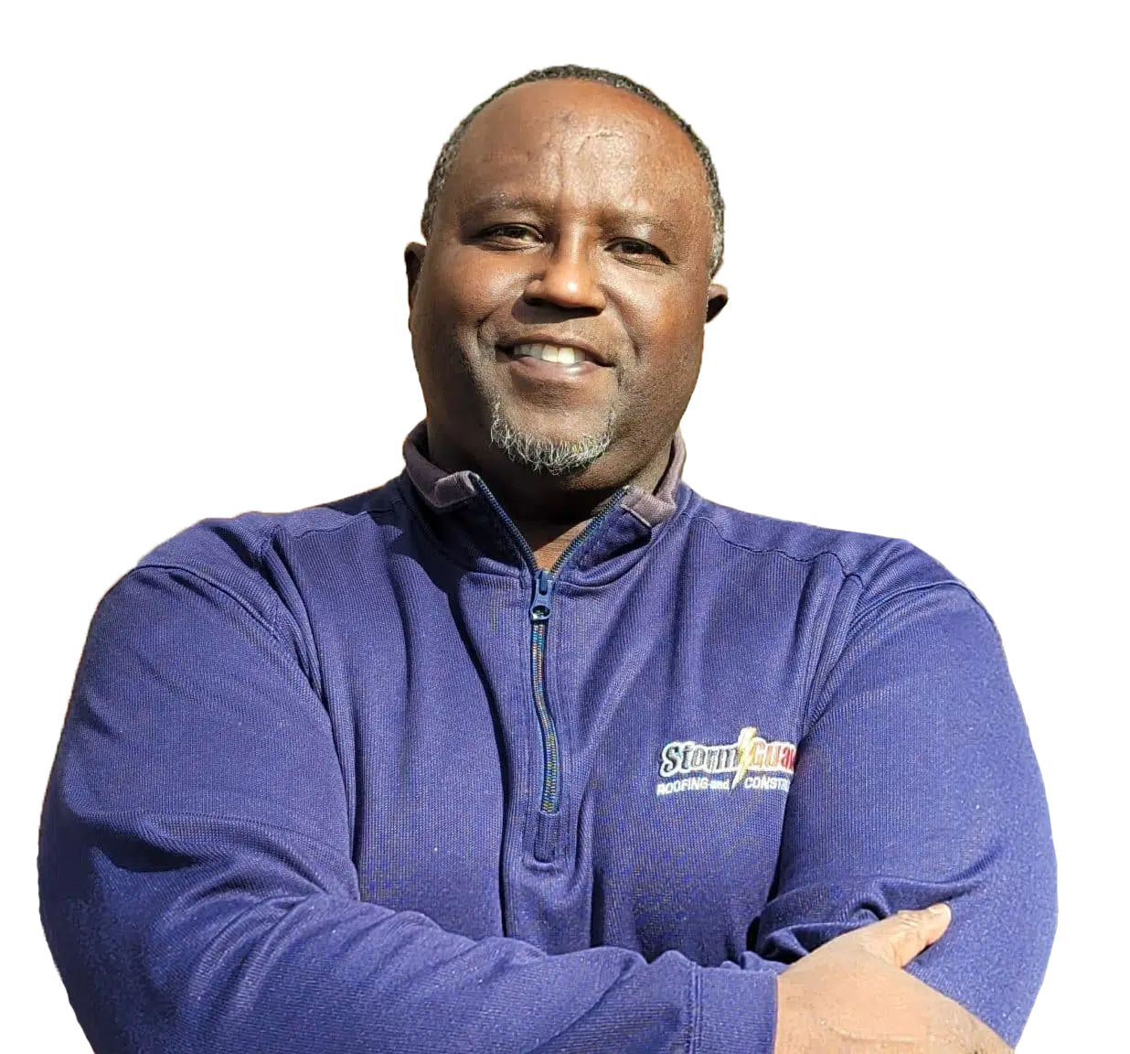 Storm Guard representative wearing a red Storm Guard shirt